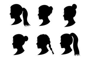 Different hair styles silhouettes